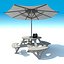 Garden Furniture: exterior Picnic deck Table with umbrella, Parasol and Beer for outdoor cafe or terrace
