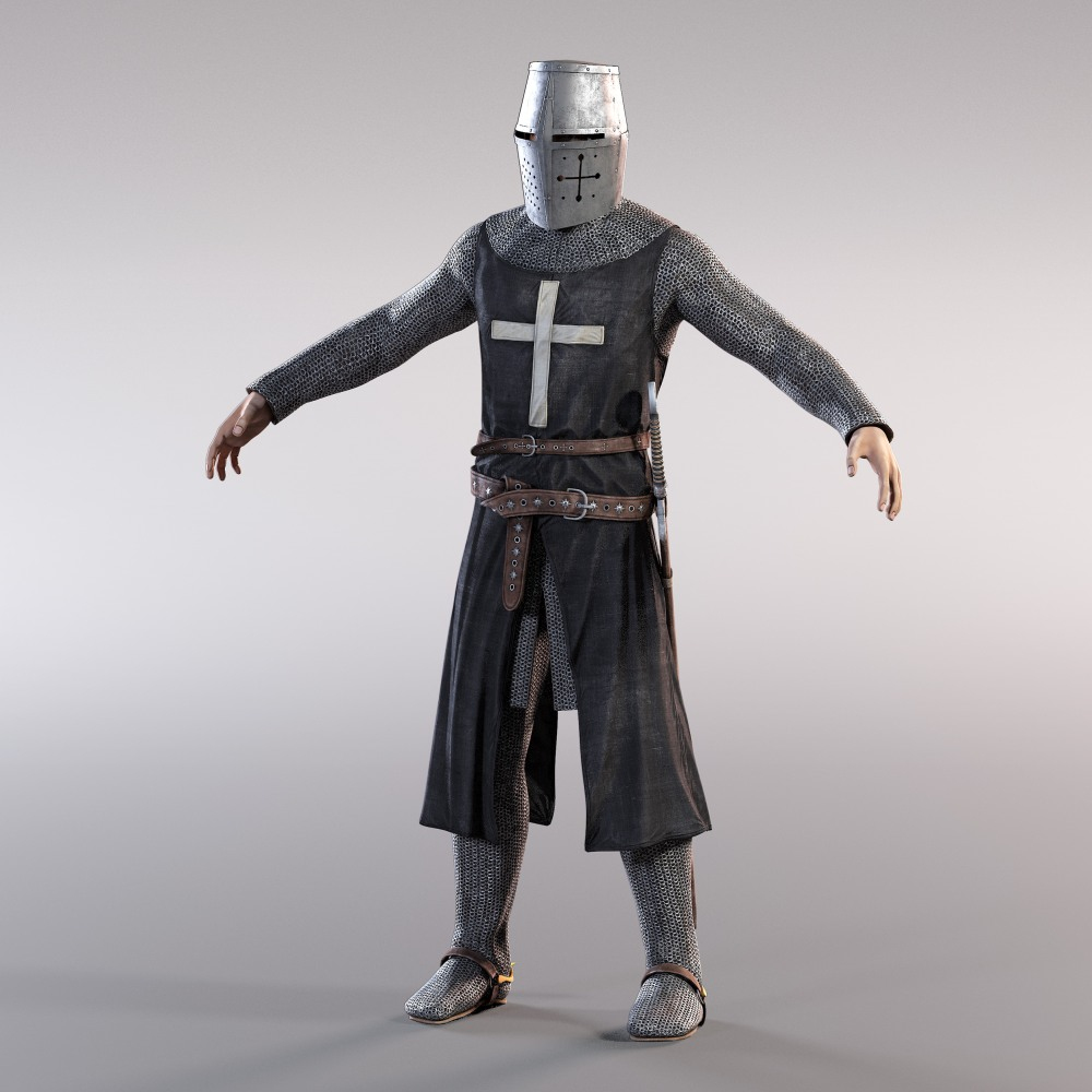 3d set medieval characters model