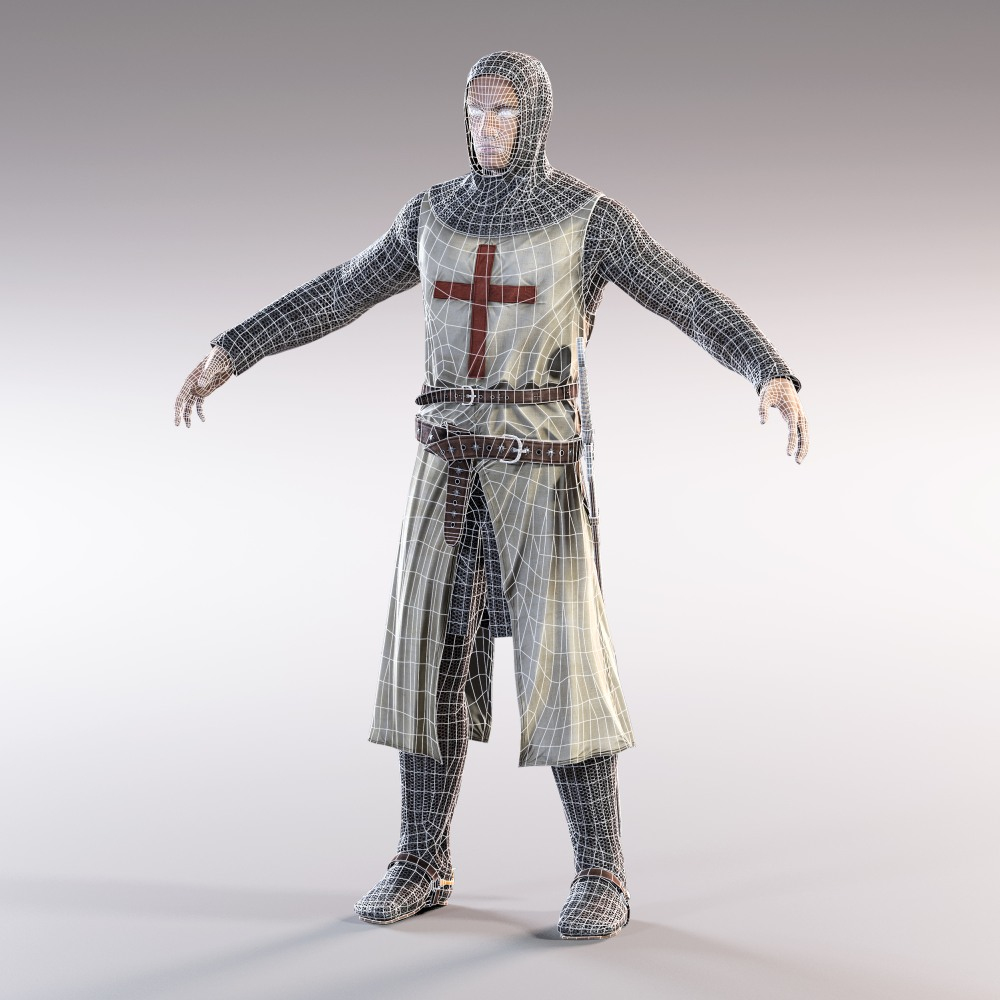 3d set medieval characters model