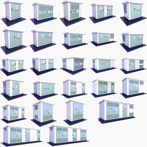 26 Power Transformer Substation Buildings SET v15 3D model