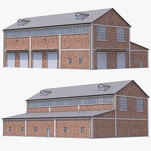 3D model Brick Industrial Building 35 PBR