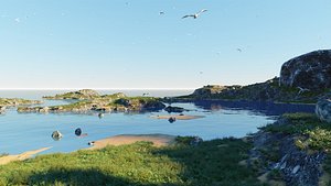Grassy bay in Blender 3D model
