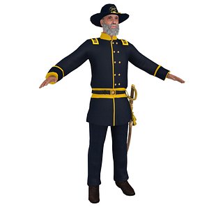 civil war officer 3D model