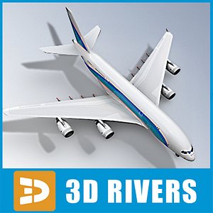 Airbus A380 with blue lines by 3DRivers