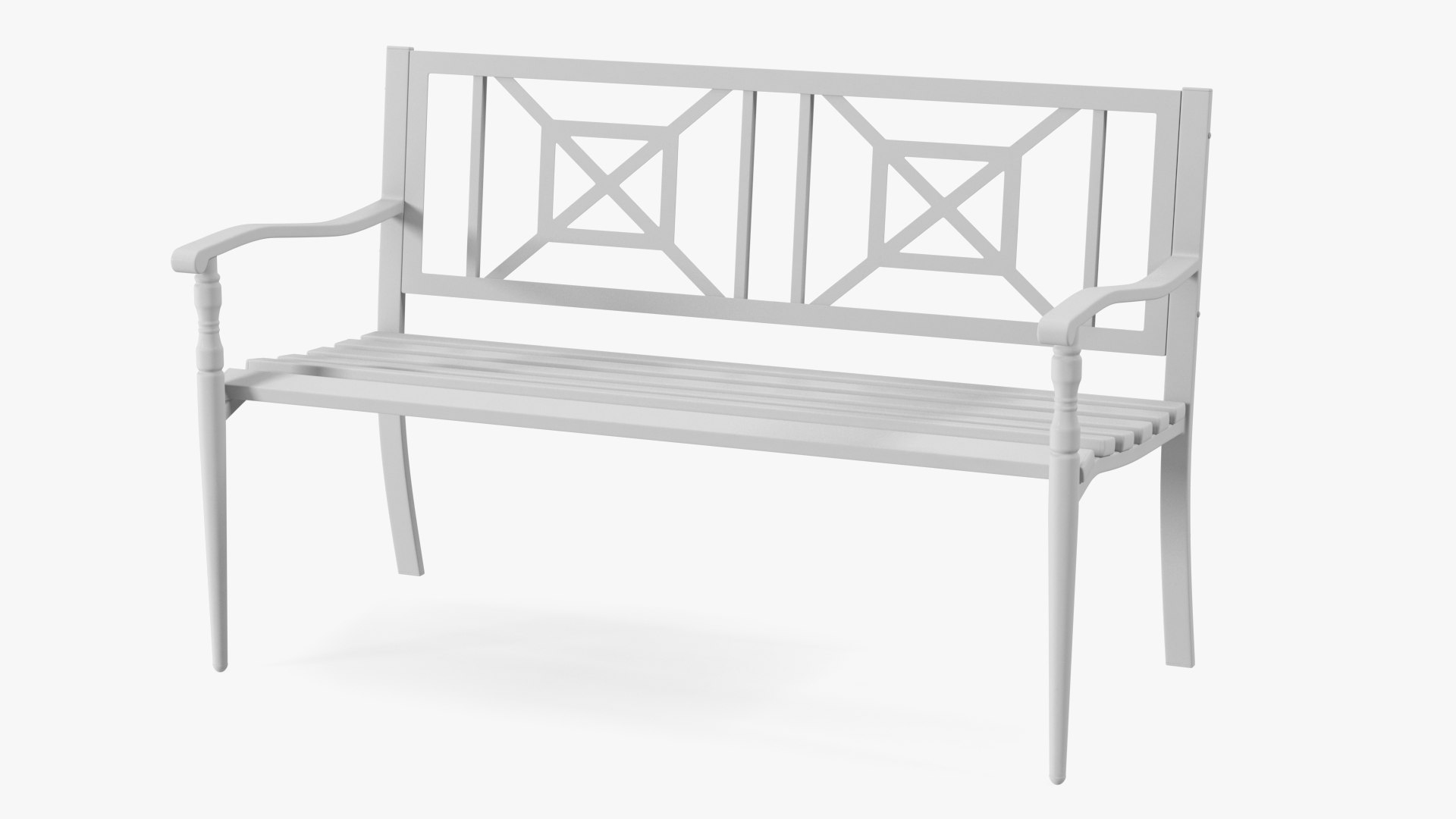 Metal Park Bench White 3D model preview