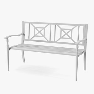 Metal Park Bench White 3D model