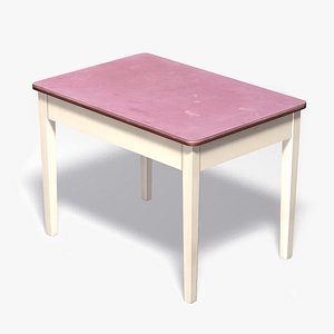 3d old wooden table white