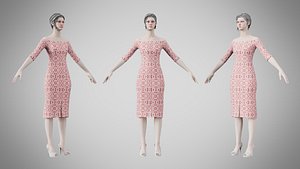 Dress 14 Crimson Bloom Lattice model