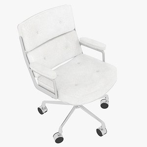 Eames Executive Chair Chrome Frame White Leather 3D model