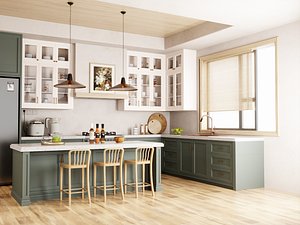 Kitchen interior with island 3D model