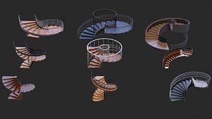 3D model spiral stairs asset pack