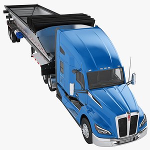 Kenworth T680 Semi Truck 2024 Live Bottom Trailer 02
