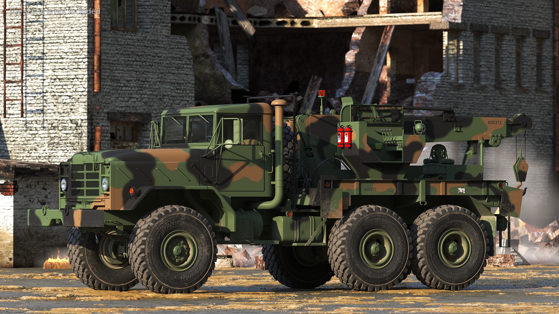 M939 Military Wrecker Green 3D model preview