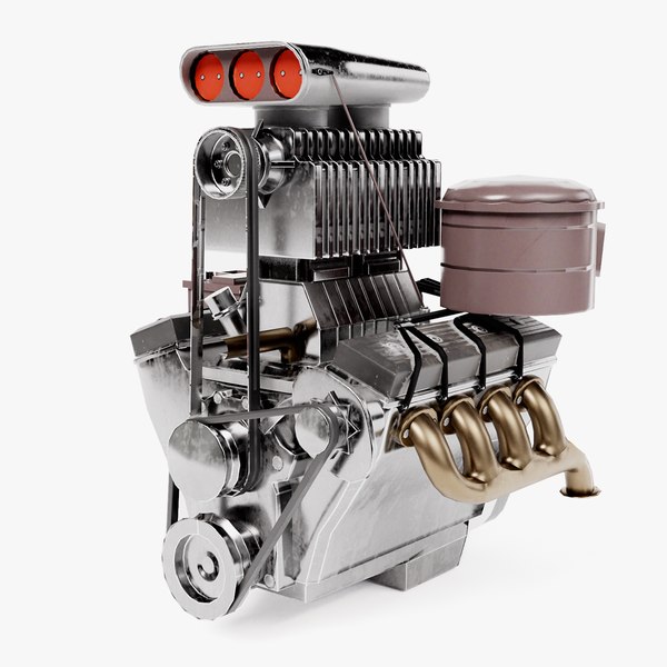 modèle 3D de Moteur de voiture d'époque V8 turbo partie du