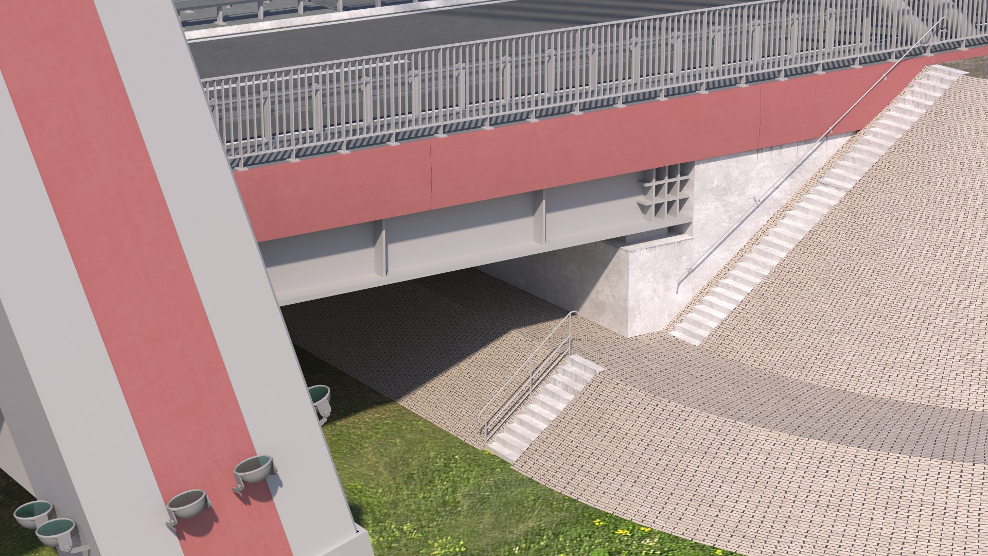 3D Bridge span with a suspension structure and one supporting column over a main road https://p.turbosquid.com/ts-thumb/MO/1ZGBtu/AE/hd08/jpg/1745872015/1920x1080/fit_q87/26a5b208bed22d04bfda59da72ea1ef3df084836/hd08.jpg