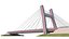 Bridge span with a suspension structure and one supporting column over a main road