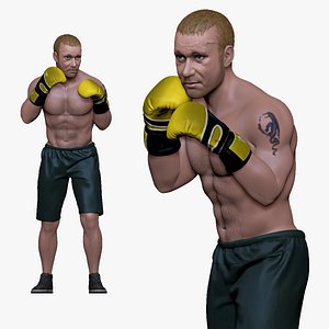 001193 boxer in yellow gloves 3D