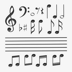 3D model notation music symbol