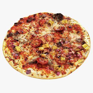 Pizza with meat 3D model