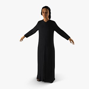 Arabian Woman in Black Abaya 2 3D Model
