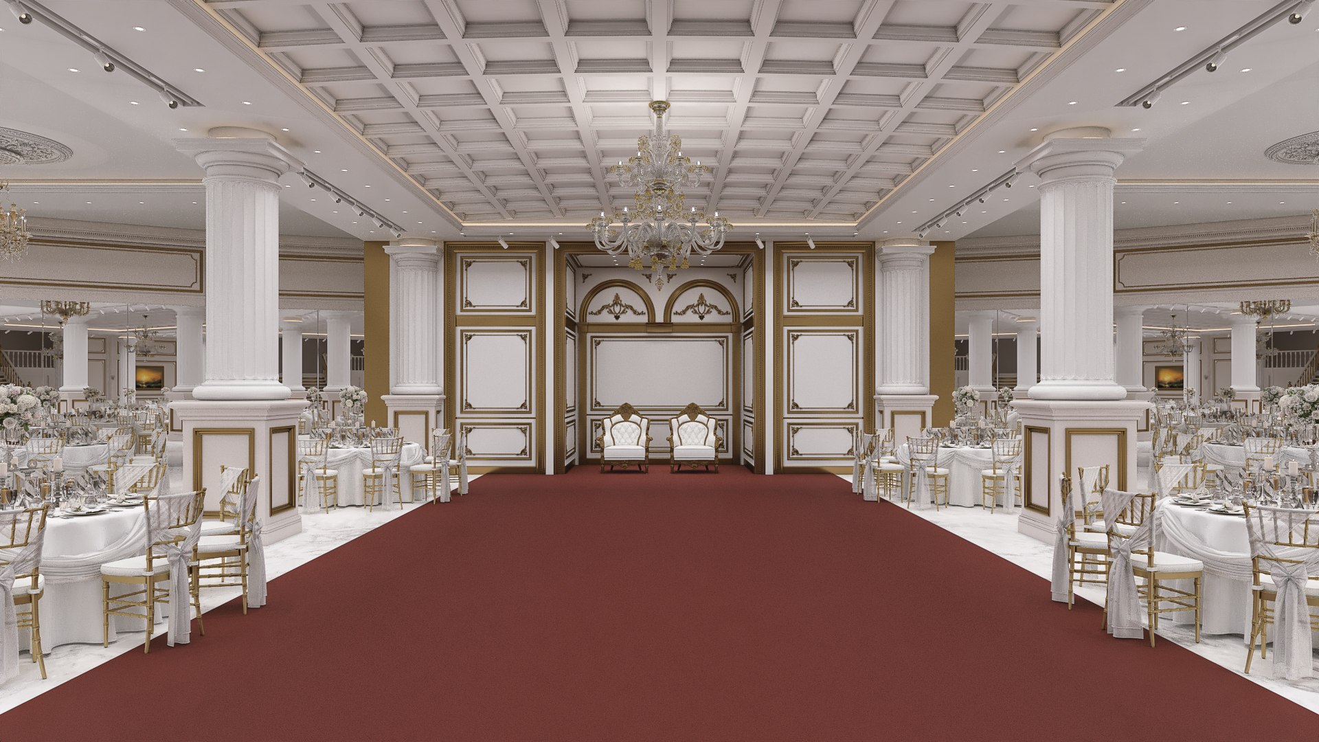 Banquet Hall Interior 3D Model - TurboSquid 2113271