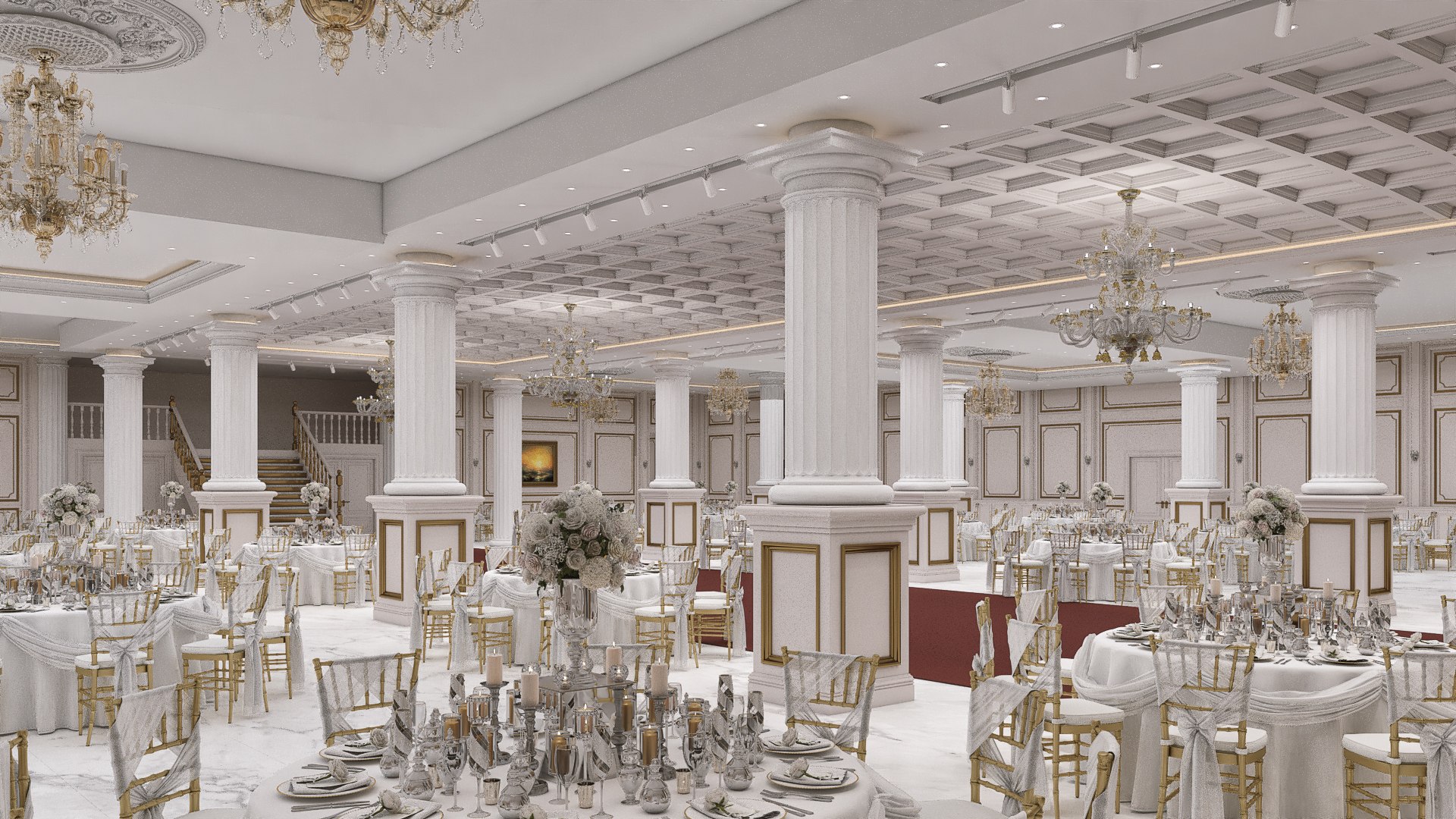 Banquet Hall Interior 3D Model - TurboSquid 2113271
