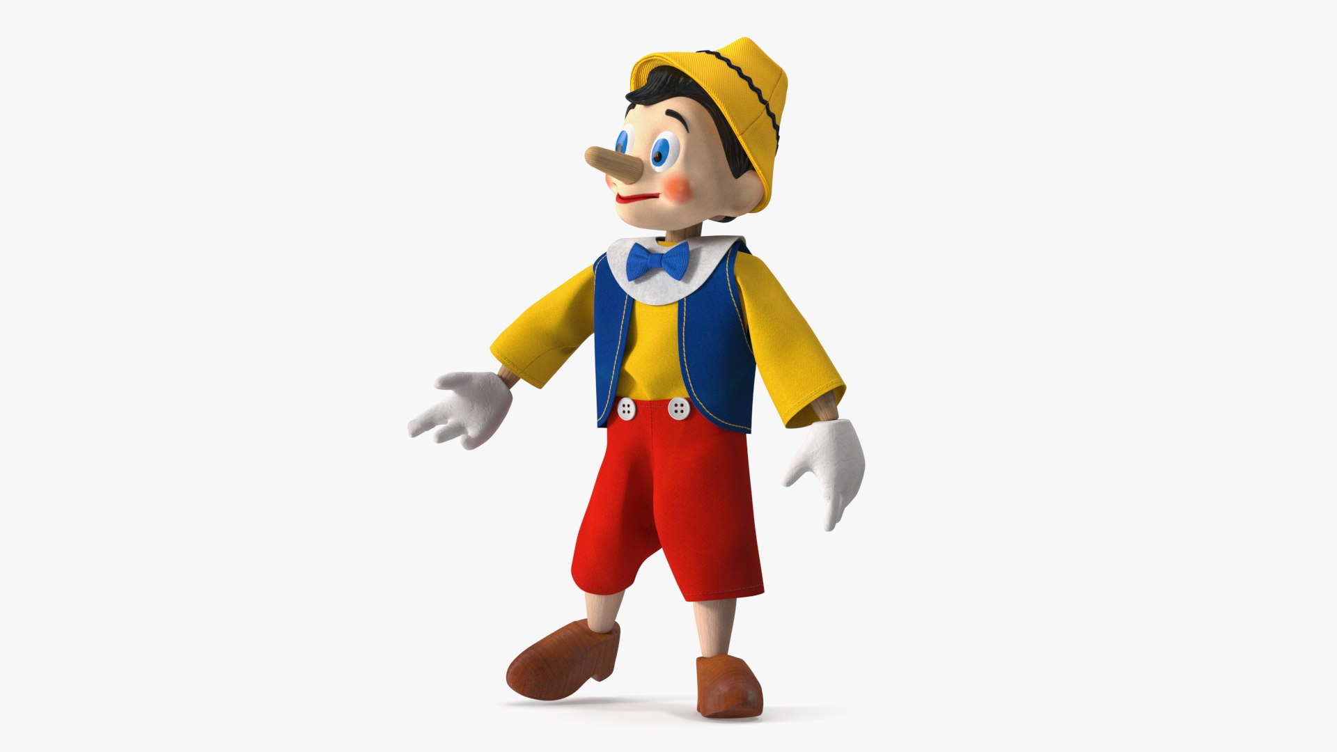 Pinocchio Wooden Doll Toy Rigged 3D model preview