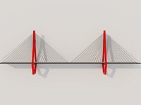 Modern Red Cable-Stayed Bridge 3D Model