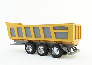 3D yellow truck trailer model