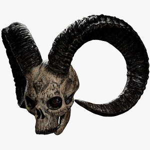 Moloch Ram Skull Horned Bone Mask - Dark Fantasy Game-Ready 3D Model