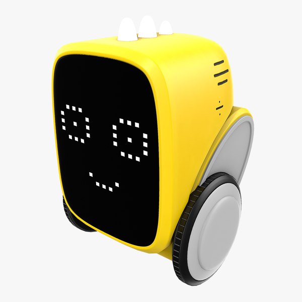 3D Yellow Small Cute Robot Toy model