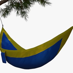 rigged hammock hanging trees 3D model