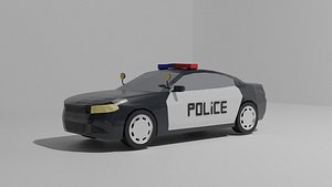 3D model Low Poly Muscle Sedan Police Car