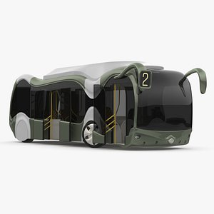 Futuristic Electric Bus Concept Green Rigged