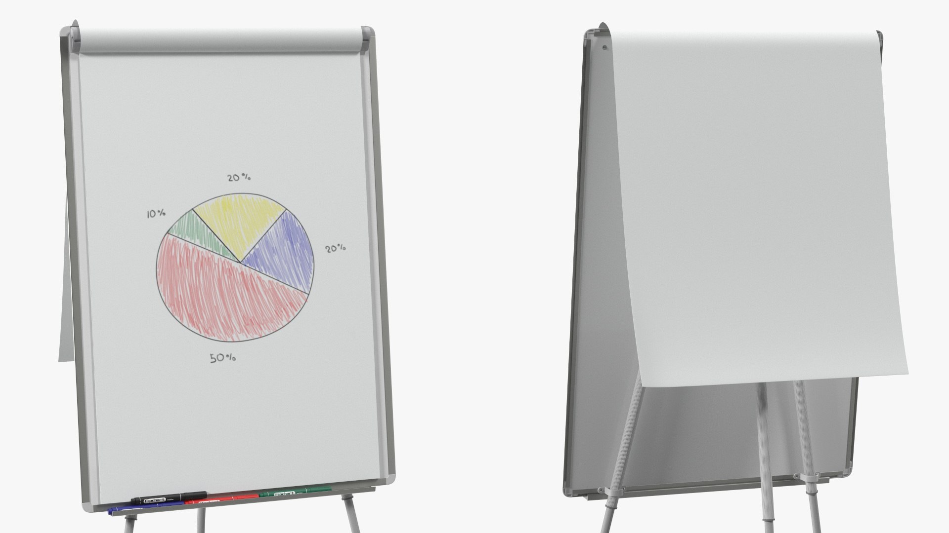 Pie Diagram On Flip Chart Board Model - TurboSquid 2235928