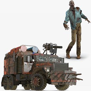 Zombie with Apocalyptic Truck Rigged Collection for Maya