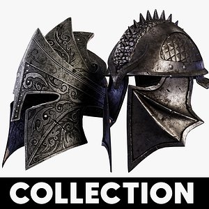 10 medieval helmet game ready