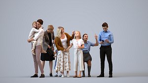 Basics0832 - A set containing 5 models of male and female teens children and mothers standing in cas