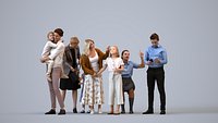 Basics0832 - A set containing 5 models of male and female teens children and mothers standing in cas