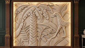 Tropical Palm Tree Leopard Relief 3D CNC G115MAZ