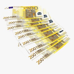 paper banknotes euro 200 3D model