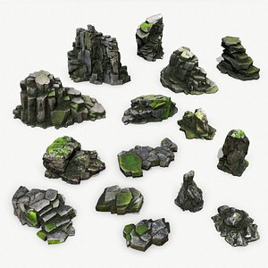 mossy rocks 3D model