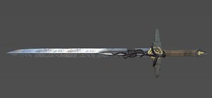 3D model Old cursed sword low-poly