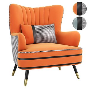 3D Homary-Leather Upholstered Accent Chair Modern Accent Chair with Pillow