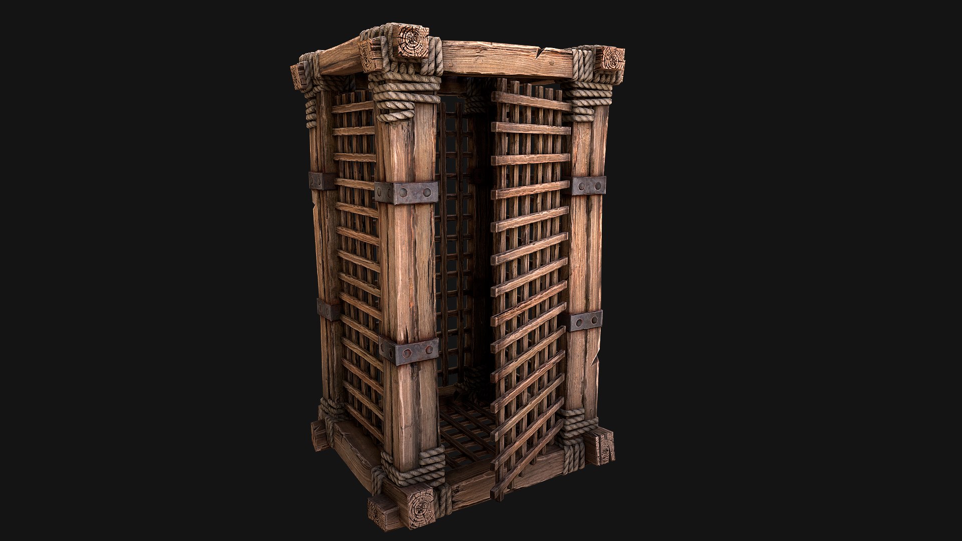 Medieval Prison Cells model https://p.turbosquid.com/ts-thumb/MQ/6hJXNc/BY/woodencage17/png/1668683918/1920x1080/fit_q87/dfef25349feb1cda2ad2e8cc3204e52085d73978/woodencage17.jpg