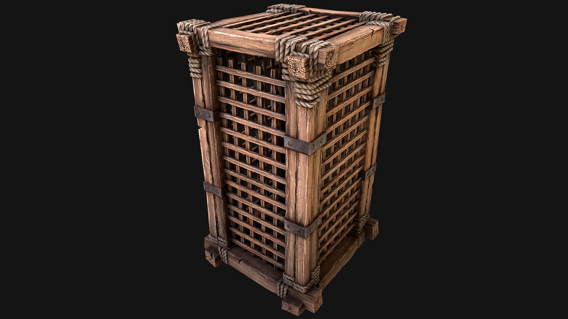 Medieval Prison Cells model https://p.turbosquid.com/ts-thumb/MQ/6hJXNc/l2/woodencage1/png/1668683896/1920x1080/fit_q87/c7f722c25fc780ab0d3528f144f45cd721584e18/woodencage1.jpg