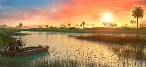 3D wetlands sunset florida s