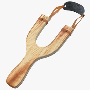 3D Catapult Slingshot Bright Wood model