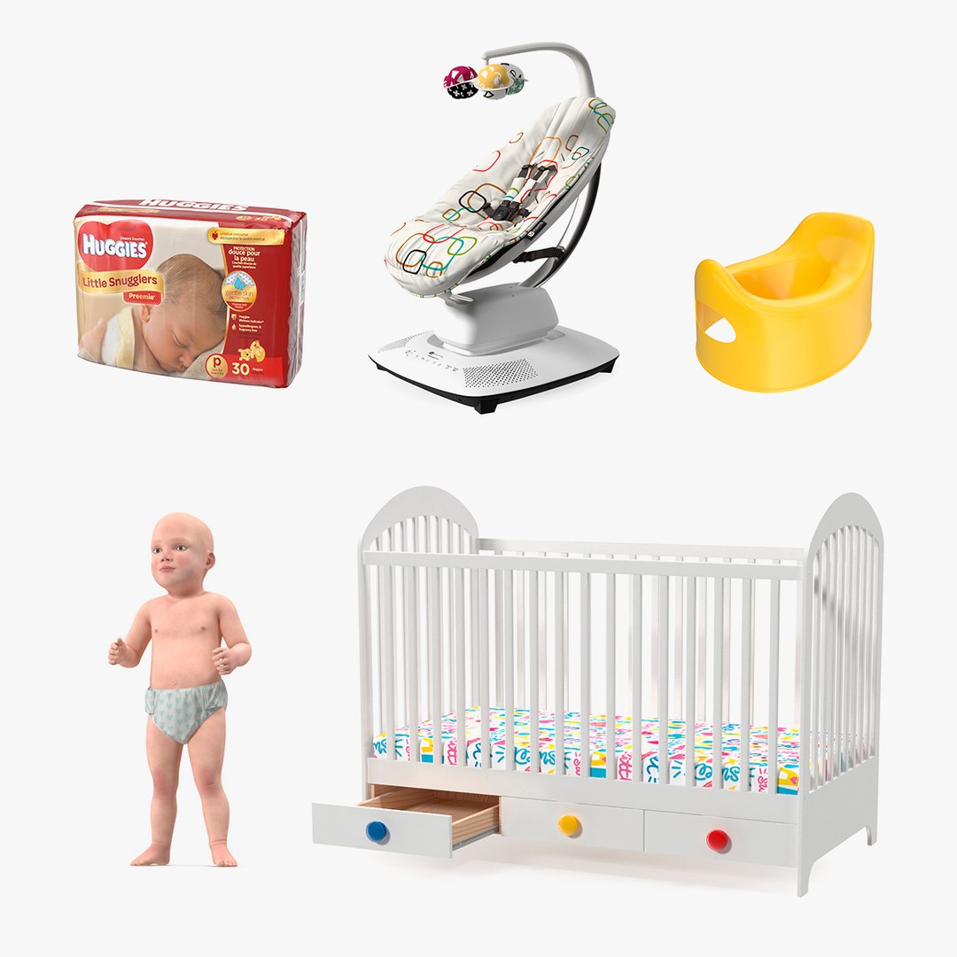 Baby Boy with Child Accessories Collection 8 3D model preview