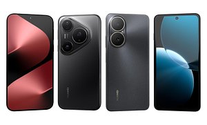 3D model Huawei Pura 80 Pro Black And Huawei Nova Y73 Black